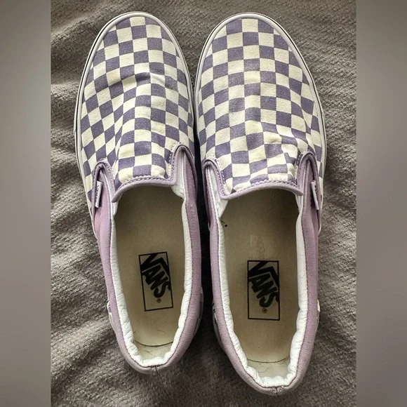 Vans Lavender and Cream Checkered Slip-Ons - Picture 6 of 7